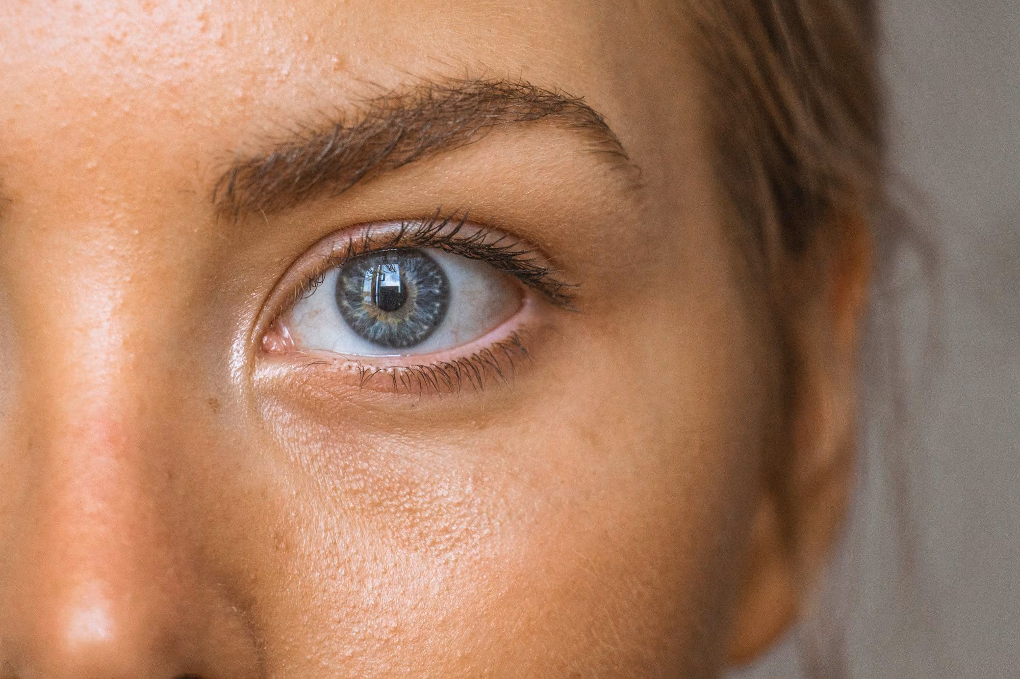 Groomed eyebrow close-up after waxing