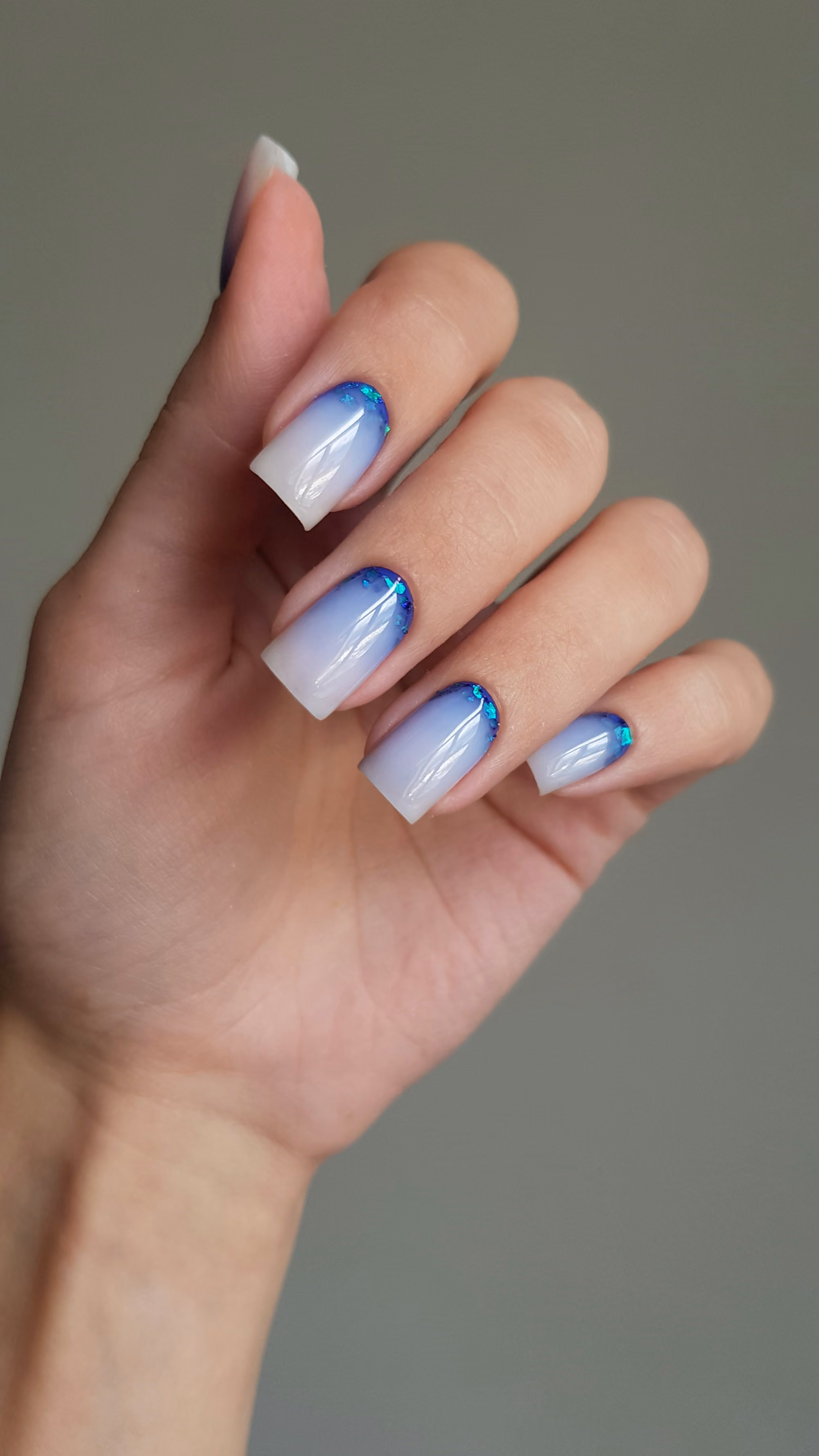 Blue and white ombre French set, freshly filled