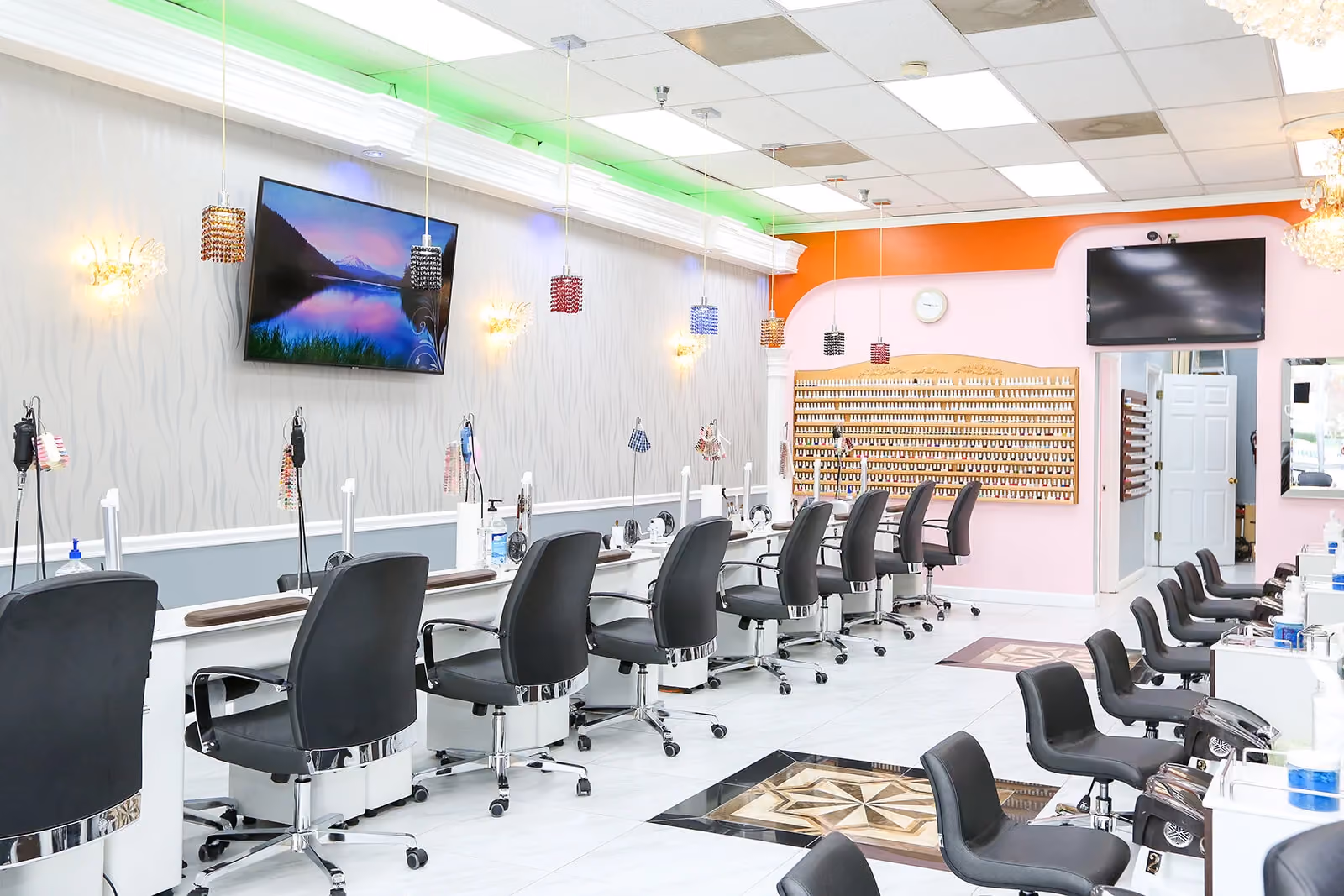 Manicure stations inside Crystal Nails Norfolk