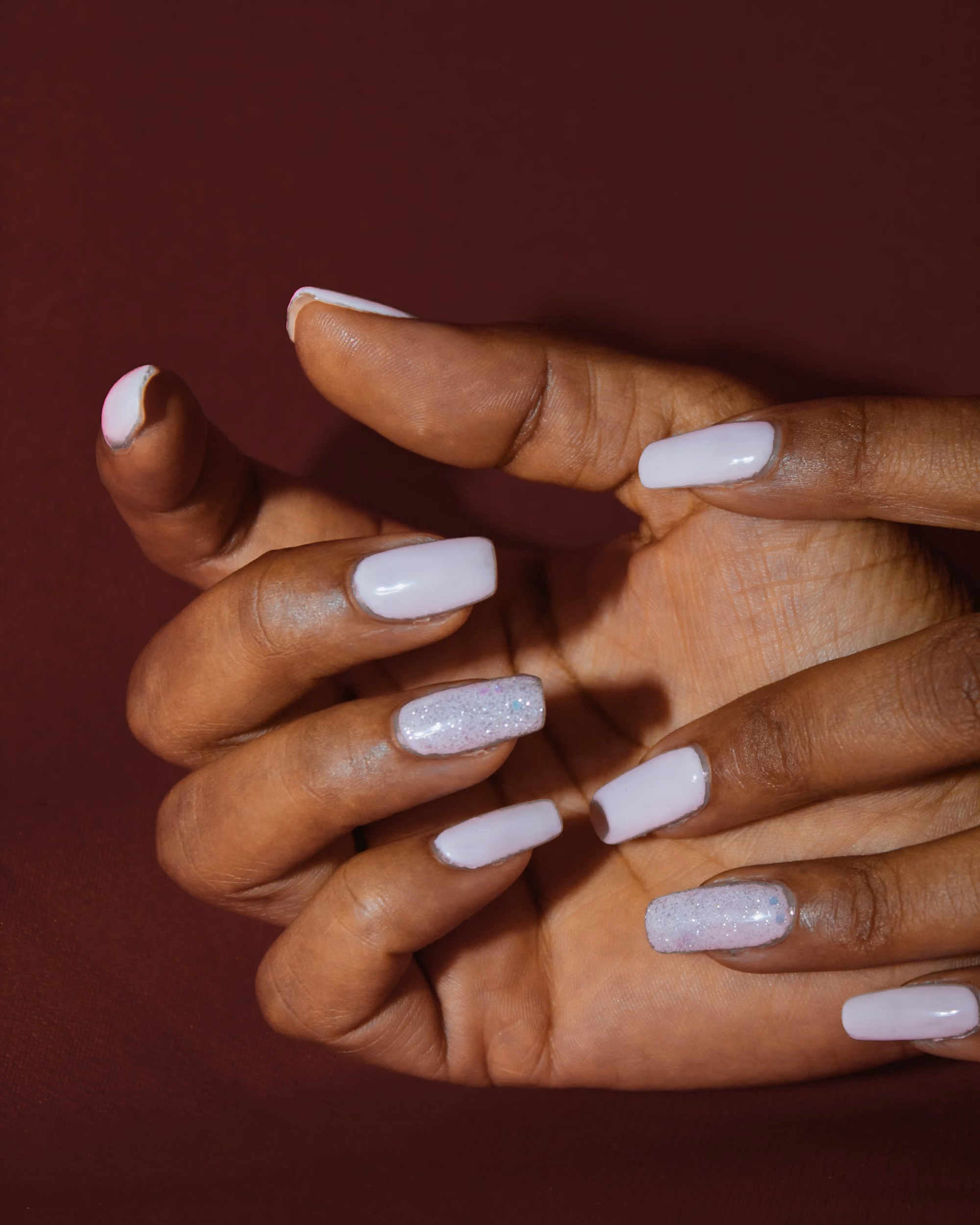 White gel set on deep skin tone